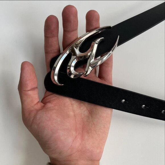 y2k 2000s chrome star futuristic emblem black and silver grunge emo belt - Picture 5 of 8